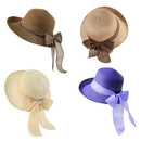 Women'S Sun Straw Hat, Big Brim Hat Bowknot Summer Hat Foldable Roll Up Flo