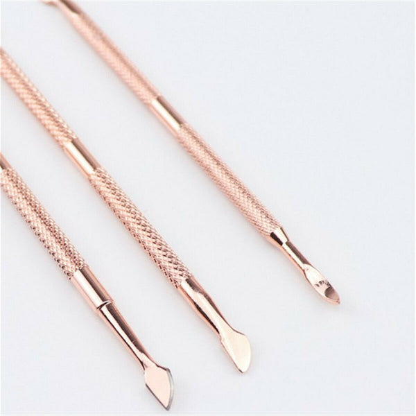3Pcs Stainless Steel Nail Art Cuticle Pusher Spoon Remover Manicure Clean Tool