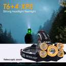T6+4 LED 2400LM Zoomable Searchlight USB Charging Outdoor 5 LEDs Head Light