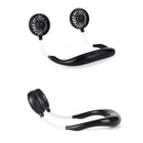 Black Portable Mini Double Head Fan Neckband Fan With Usb Rechargeable Air  E9B6