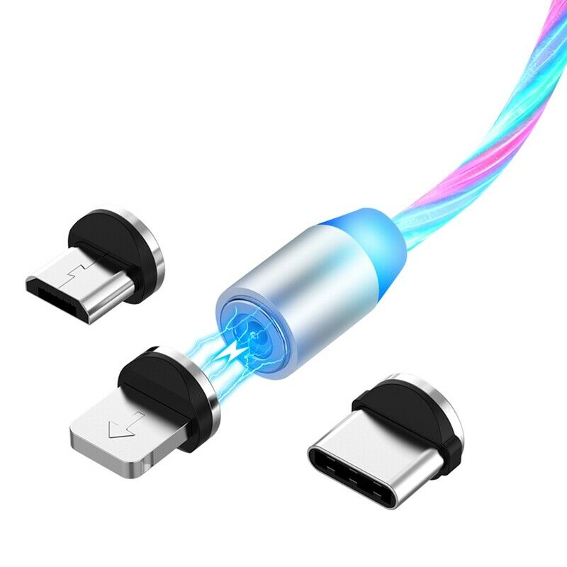 LED Flowing Magnetic Charger Cable Light Up Candy Moving Shining Charger Ph Q8P5