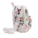 Women Backpack High Quality Floral Printing PU Leather Backpack(white) SN9F