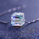 Aurora Cube Sugar Necklace Crystal Pendant Accessories Clavicle Women's Pen T6M5