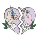 2X/Set BEST BUDS Enamel Brooch Pins Friends Gift Badge Heart Pin Jewe od ME