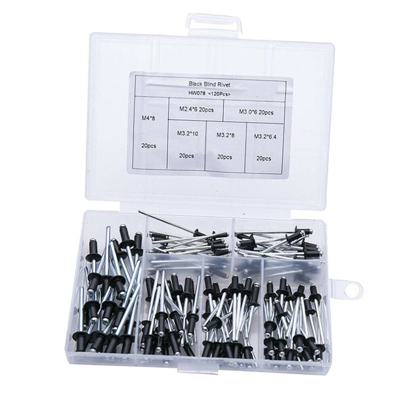Standard Large Flange Aluminum Rivets (120pc) M2.4*6 M3.0*6 M3.2*6.4 M3.2*8