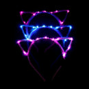 Women Girls Led Flashing Cute Pointed Cat Ears Hair Hoop Glowing String Lig E2Y4