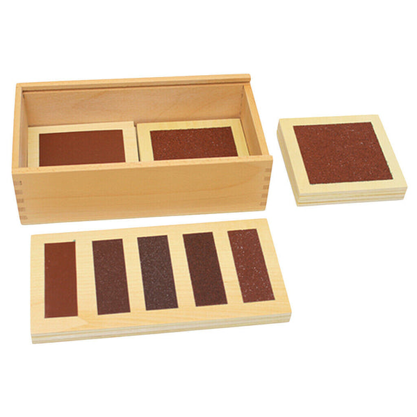 Wooden Montessori rial Material - Rough and Smooth Touch Tactile Boards in Box