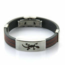 Stainless Steel Lizard Black Red Silicone Bangle Cuff Bracelet Wristband Me T4K9