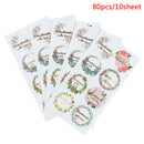 80PCS /10 Sheet Handmade with Love Stickers for Birthday Party  Gift Decor SEAU