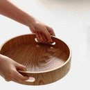 Round Serving Bamboo Wooden Tray for Dinner Trays Tea Bar Breakfast Food Co