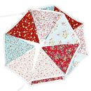 12 Flags Red Pink Blue Cotton Fabric Bunting Pennant Banner Birthday Party