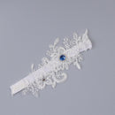 Wedding Garter Blue Rhinestone White Embroidery Floral Sexy Garters for Wom L5H7