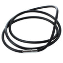 25.5 Inch 3MM Rubber Neck Cord Necklace with Stainless Steel Closure - BlackT8E7