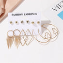 6Pcs/set Fashion Women Alloy Heart Geometries Dangle Earrings Charms Jewelry