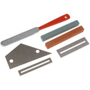 Set of 6 Luthier Parts Fret Tool, Guitar Ruler with 2 Holes, Grinding Stone(Red,