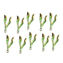 4 Pieces Mini Green Leaf Leaves Enamel Alloy Charms Pendant Jewelry Crafts
