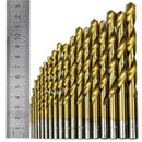19Pcs Hss Drill Bit For Metal Titanium Coated High Speed Steel Drilling Bit