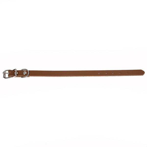 Leather collar for dogs cats puppy animal XS Brown