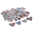 50Pcs Love Heart Shape Wood Button with Owl Pattern 2 Holes DIY Craft Sewing