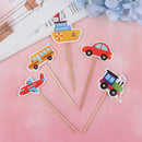 5pcs Cartoon Car Transport Cake Fruit Decorative Food Picks Cupcake ToppersTOCA