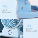 Hot Water Mist Fan for Summer Usb Rechargeable Humidifier Fan with Lithium