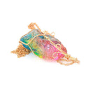 Rainbow Stone Crystal Quartz Chakra Rock Healing Pendant Necklace-Gift