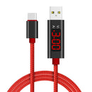 LED Display Voltage / Current 3A Mobile Phone Micro USB Data Charging Cable Red