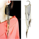 Gothic Punk Rock Spike Long Dangle Chain Tassel Ear Bone Cuff Wrap Clip E CSE