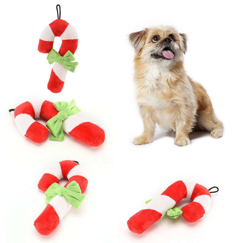 Christmas Cat Dog Pet Plush Toys Xmas Candy Color Squeaker Squeaky Crutch Sha ï¼W