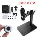 1000X 8 LED USB Digital Microscope Endoscope Magnifier 2MP HD Camera w/ Stand