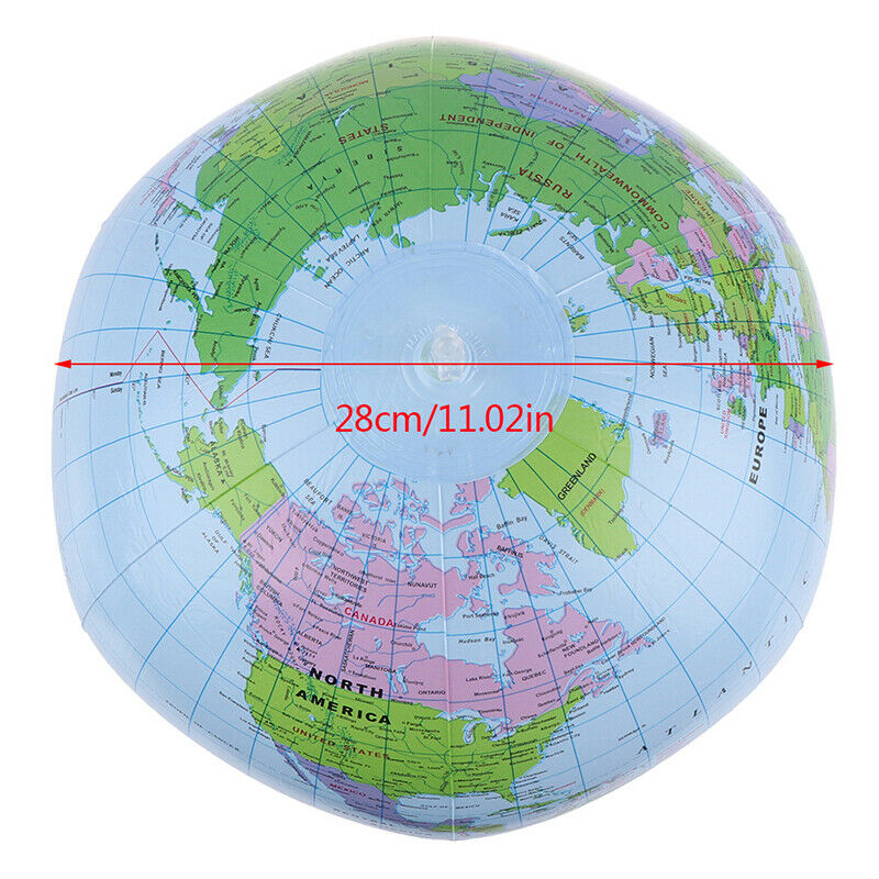 38cm Inflatable Globe World Earth Ocean Map Ball Geography Learning Beach B F Ew