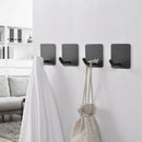 4 Packs Towel Hooks Self-Adhesive Wall Single Hook, Stainless Steel Black C
