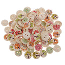 100Pc DIY Mixed Tree Pattern 2 Holes Wooden Buttons Sewing Scrapbooking 15mm