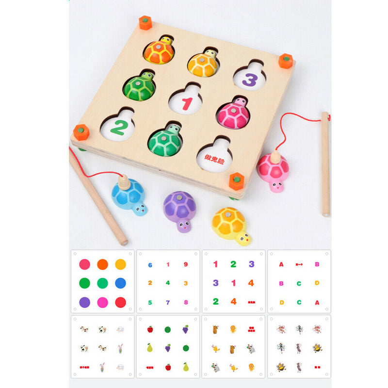 Wooden Magnetic Turtle Fishing Turtle Memory Chess Game Education Tools for