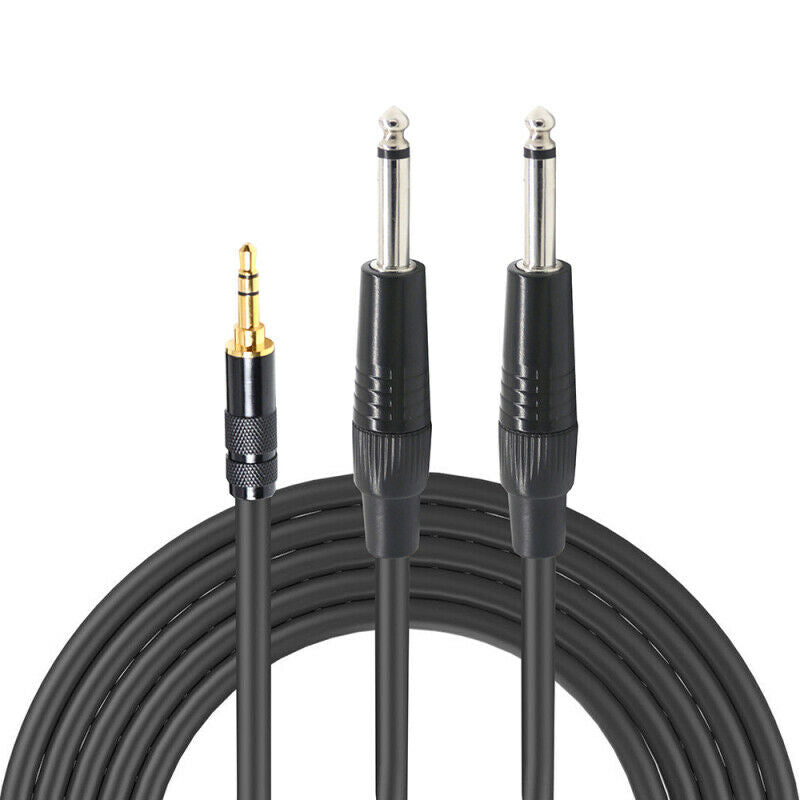 1/8" 3.5mm to Dual 6.35mm 1/4" Mono Jack Stereo Y-Splitter Headphone Audio tre