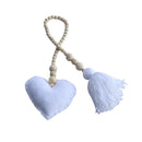 60cm Wooden Beaded White Heart Tassel Curtain Tie Rope Holdback Hanging Deco