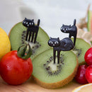 Lovely Lunch Box Bento Accessory Decor Black Cat Food Fruit Picks Forks 6pcs