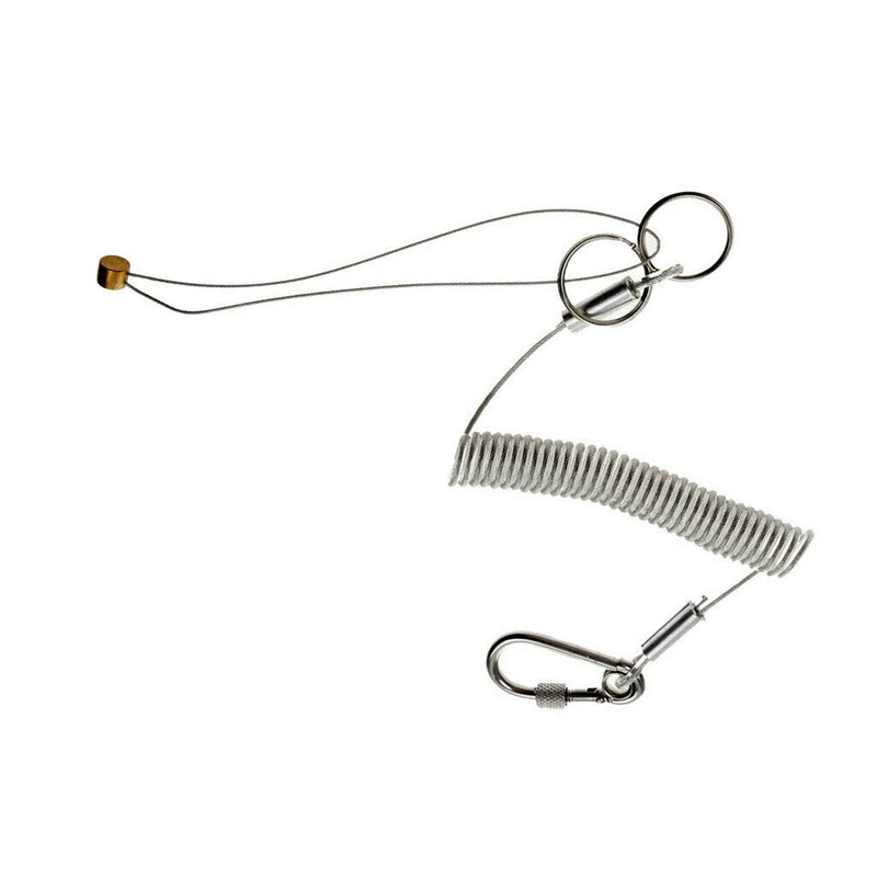 1.5m Retractable Fishing Lanyard Steel Coil Cord Plier Tool Tether Carabiner