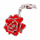 Rose Shape Crystal Keychain Key Chain Sparkling Key Ring Charm Purse Pendan Y6S8