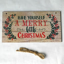 5X(Have Yourself a Merry Little Christmas Holly  Wood Plank Design Hanging Z1S9)