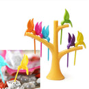 6 pcs +1 Stand Birds Tree Shape Fruits Fork ABS Vegetable Fork Fruit Snack  B1G2