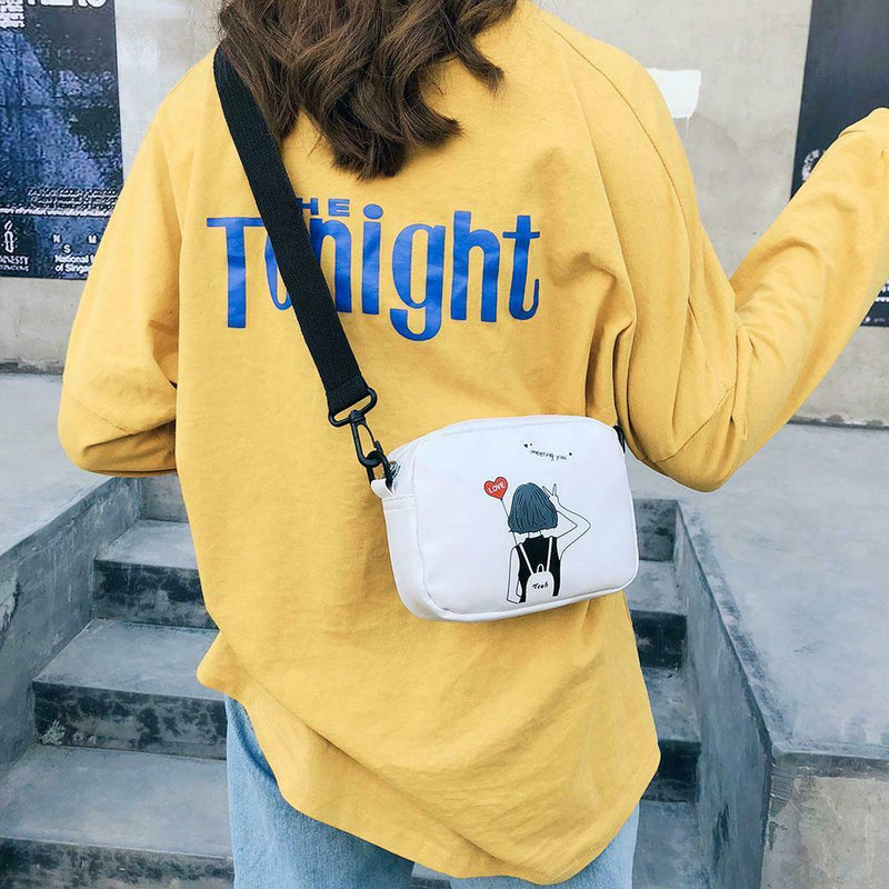 Cartoon Printing Square Shoulder Handbags Women PU Leather Crossbody Bag (6