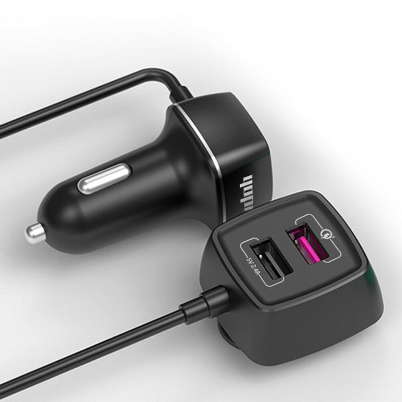 4 Ports USB Car Charger Quick Charge 3.0 QC3.0 Fast Charging Adapter with 4.9ft