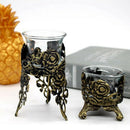 New Retro With Glass Candlestick Old Carved Hollow Candlestick Decoration D E4R7