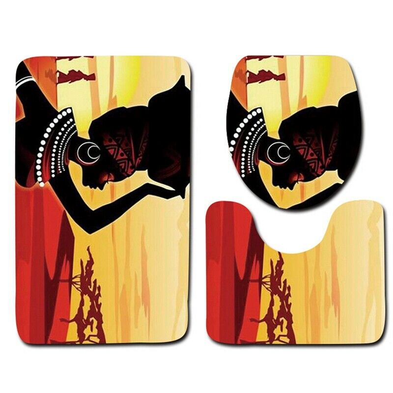 3Pcs/Set Print Non Slip Toilet Bathroom Pad Character Landscape Absorbent P R9N5