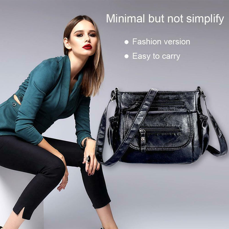 Fashion Shoulder Messenger Bags Leather Soft Crossbody Bags Multi-pocket Purse