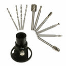 11Pcs Rotary Multi Drill Bits Horn Cover Cutting Guide HSS Router Set Attachment
