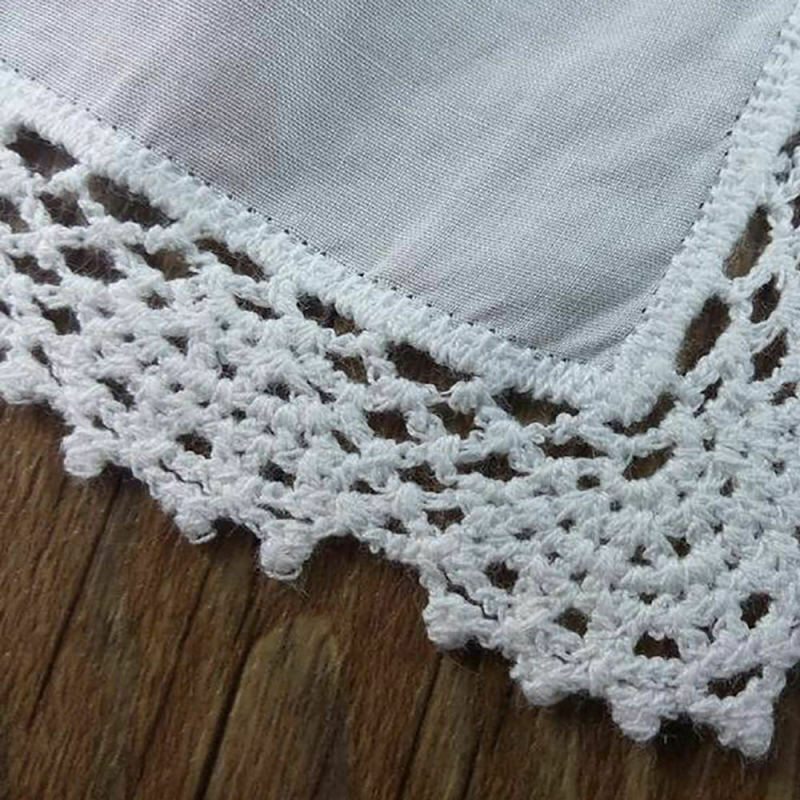1 Piece White premium cotton wedding gift lace handkerchief for women/ladies