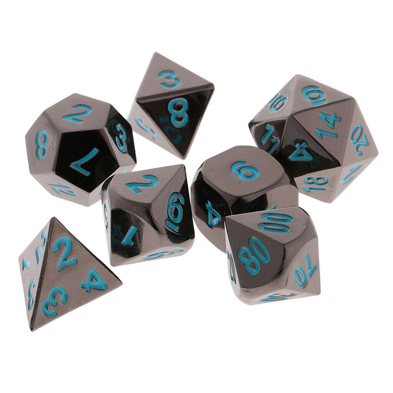 7x Black Nickel D4 D20 Multiple Dice for RPG MTG Gaming Players with