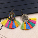 Stylish Tassel Earrings Women Colorful Earrings Cotton Rope Fringe Long Dangle